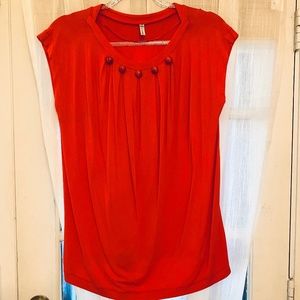 Red Chic Soft Top with Wooden Bids. Size XS - fits S